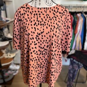 Papermoon Coral Leopard Print Short Sleeve Top